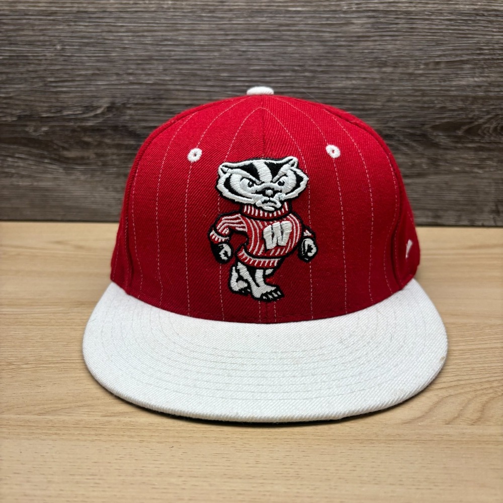 Wisconsin Badgers Hat Cap Snap Back Red White NCAA College Football Zephyr Bucky